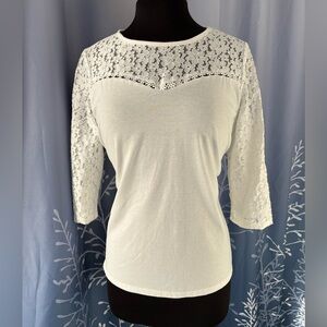 SHEIN White Lace Detail Blouse